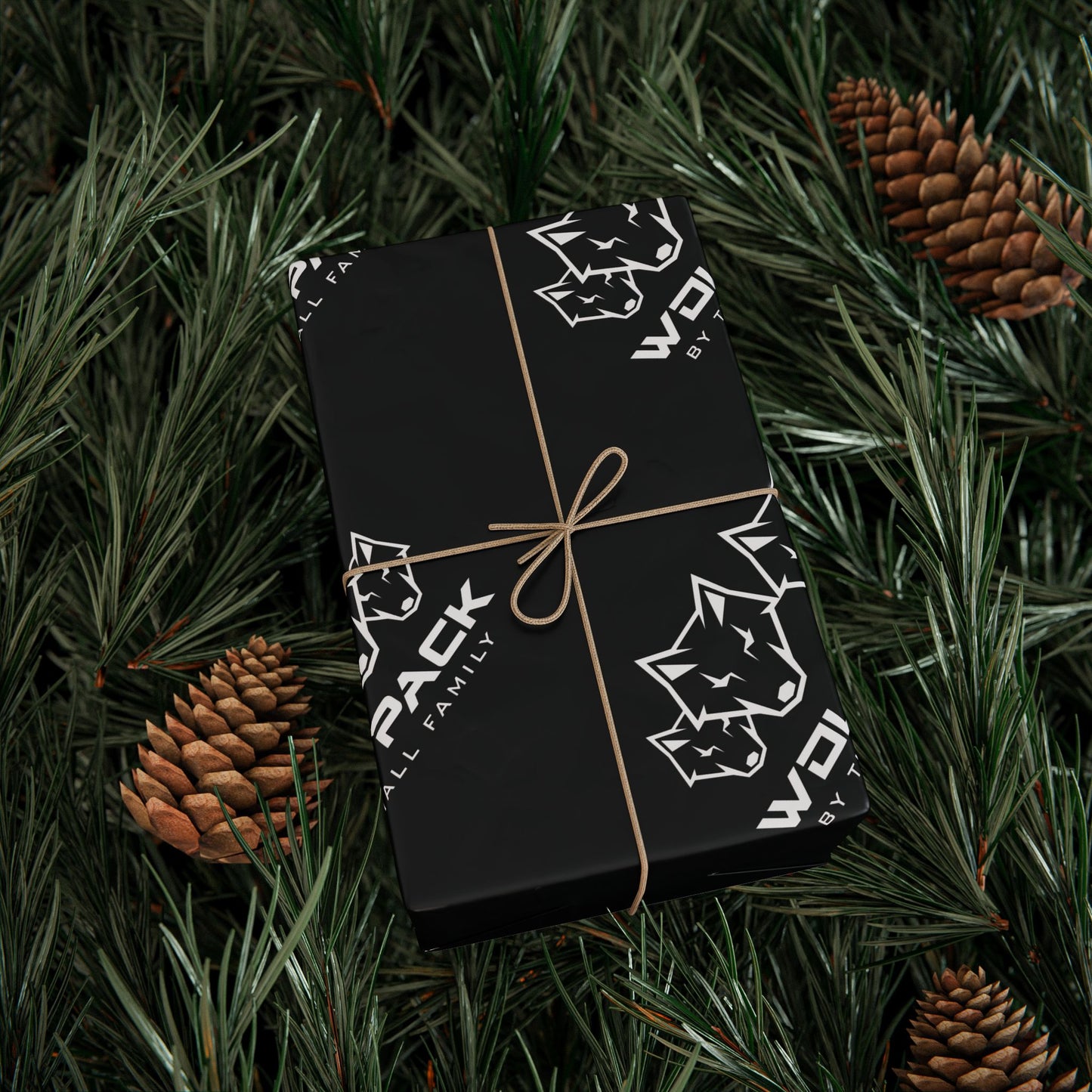 Wrapping Paper — Black Minimalist Maple Logo Gift Wrap (Canadian Maple Design)