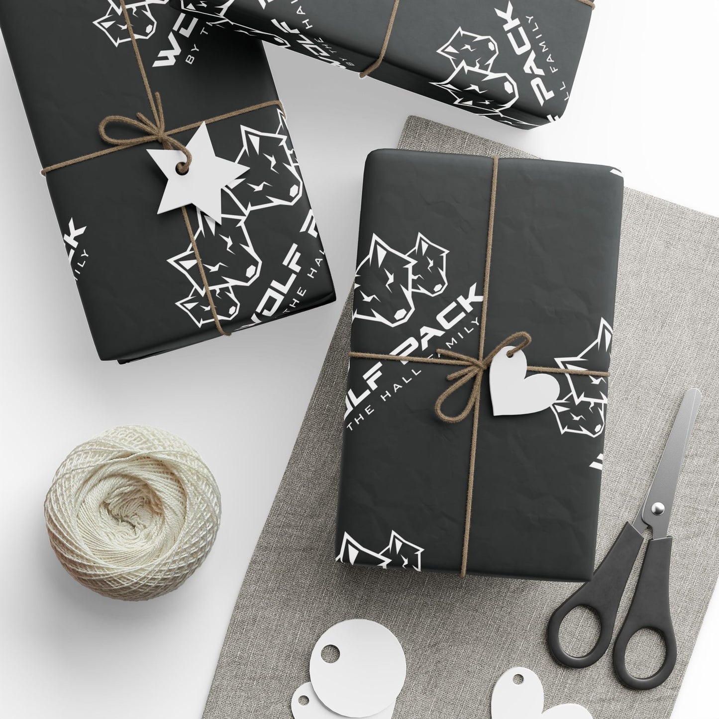 Wrapping Paper — Black Minimalist Maple Logo Gift Wrap (Canadian Maple Design)