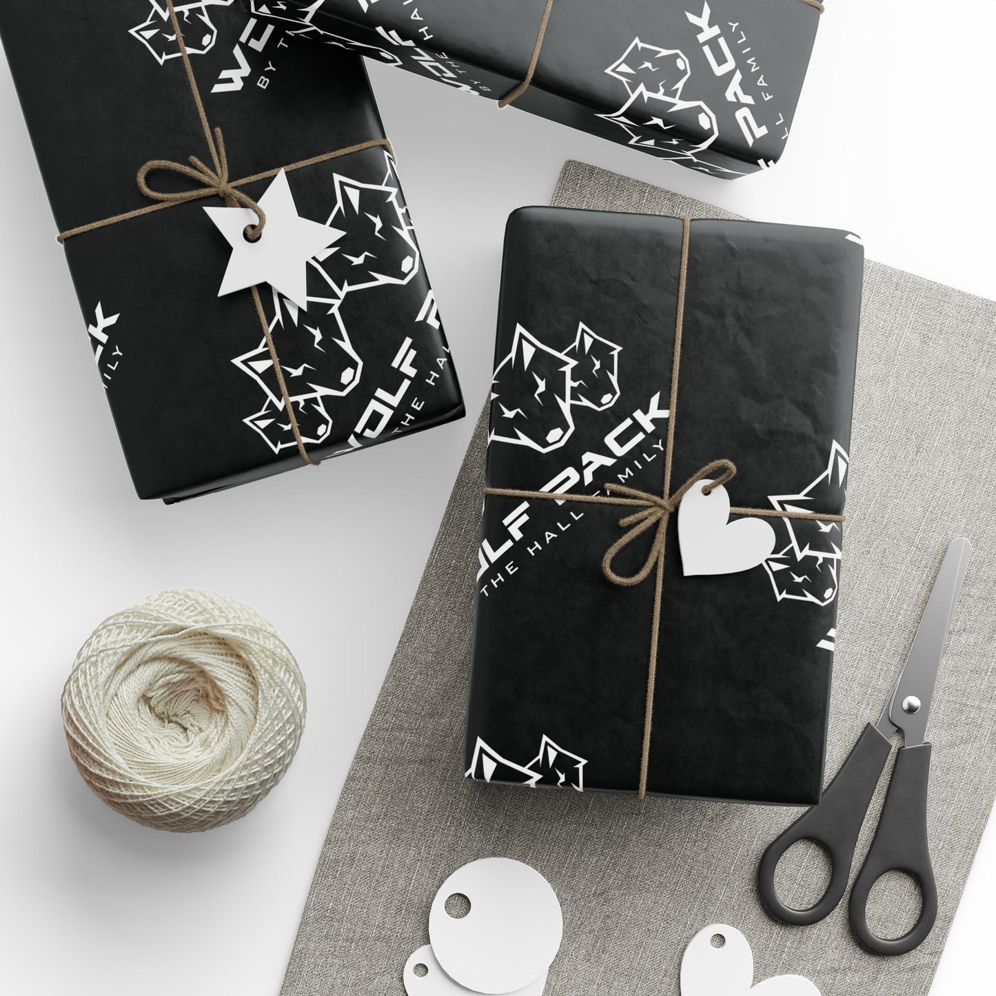 Wrapping Paper — Black Minimalist Maple Logo Gift Wrap (Canadian Maple Design)
