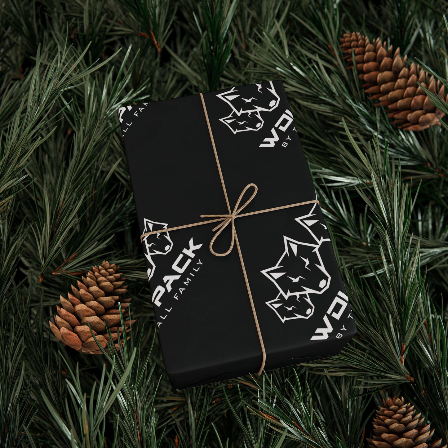 Wrapping Paper — Black Minimalist Maple Logo Gift Wrap (Canadian Maple Design)